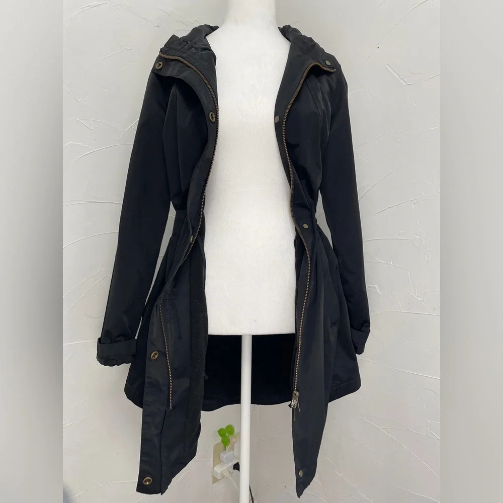 Eileen Fisher Black Organic Cotton Nylon Hooded Jacket - Picture 5 of 16